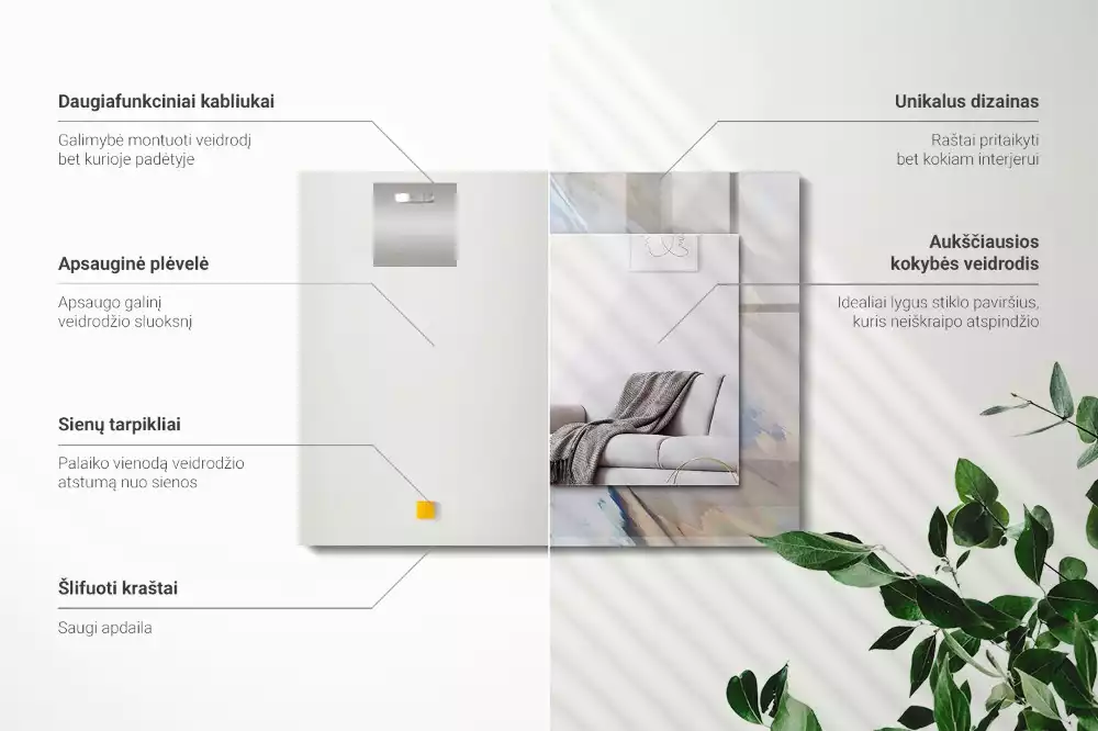 Rechthoekige spiegel lijst met print Abstracte kleurrijke patronen