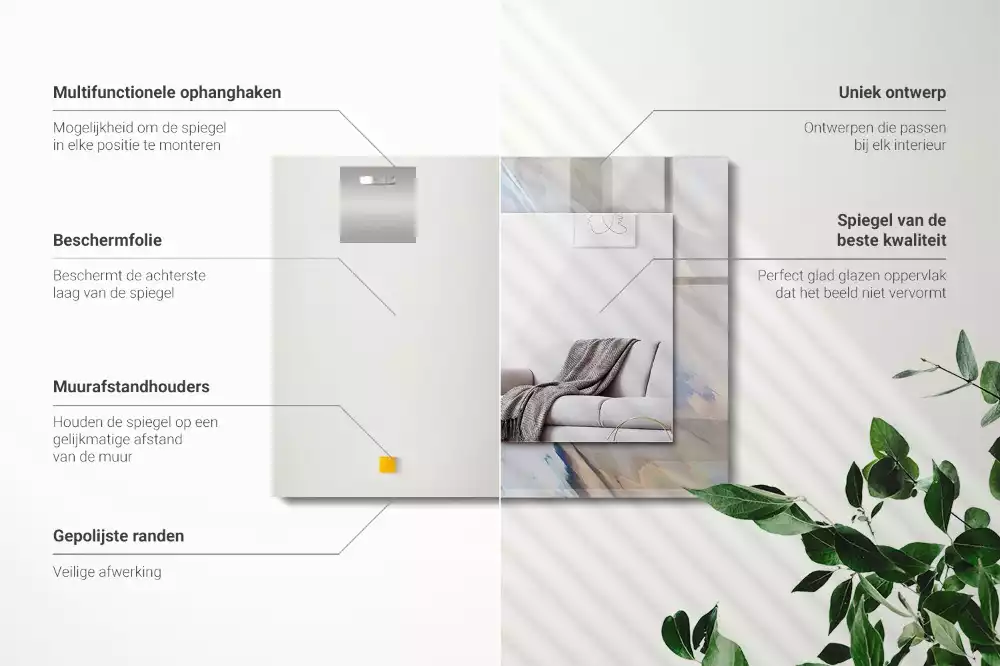 Rechthoekige spiegel lijst met print Abstracte kleurrijke patronen