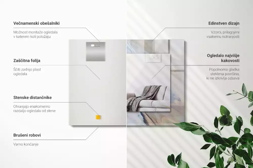 Rechthoekige spiegel lijst met print Abstracte kleurrijke patronen