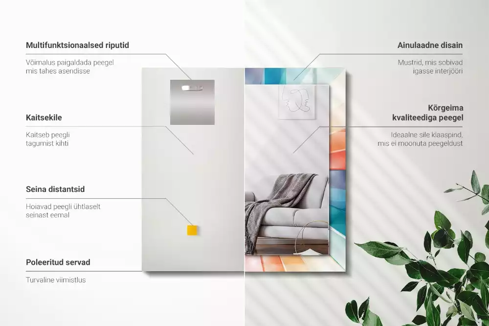 Rechthoekige spiegel met decoratie Kleurrijke lichtstralen