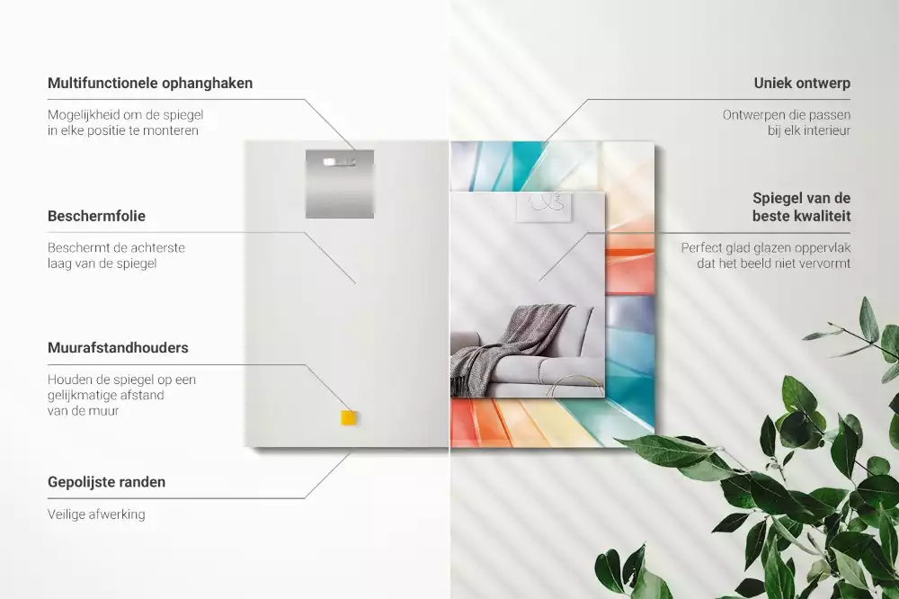 Rechthoekige spiegel met decoratie Kleurrijke lichtstralen