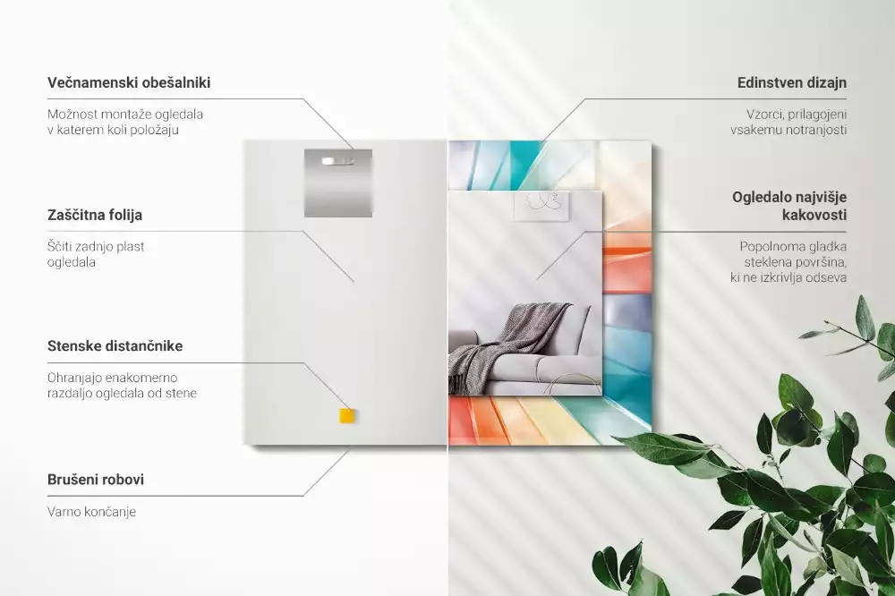 Rechthoekige spiegel met decoratie Kleurrijke lichtstralen