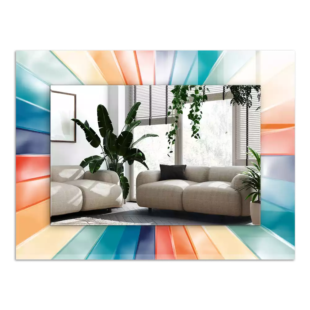 Rechthoekige spiegel met decoratie Kleurrijke lichtstralen