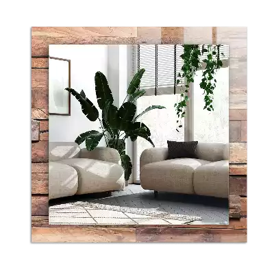 Rechthoekige spiegel met decoratie Houten paneelwand