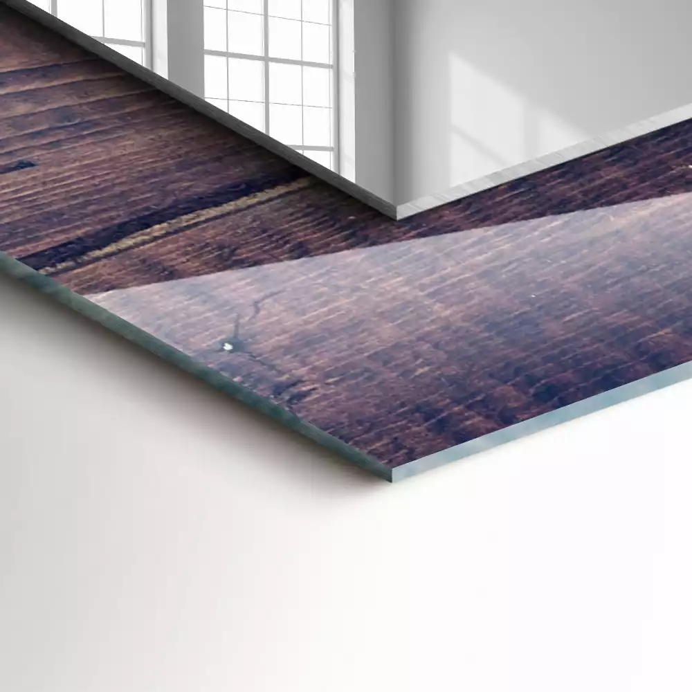 Bedrukte rechthoekige spiegel Roze tulpenhout