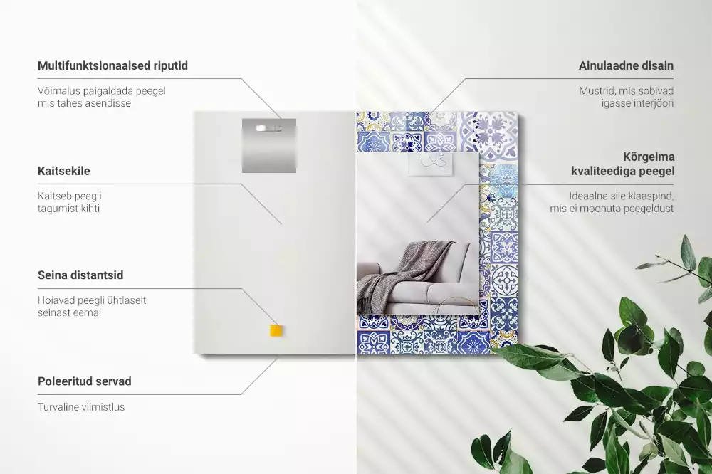 Rechthoekige spiegel met decoratie Kleurrijke mozaïektegels