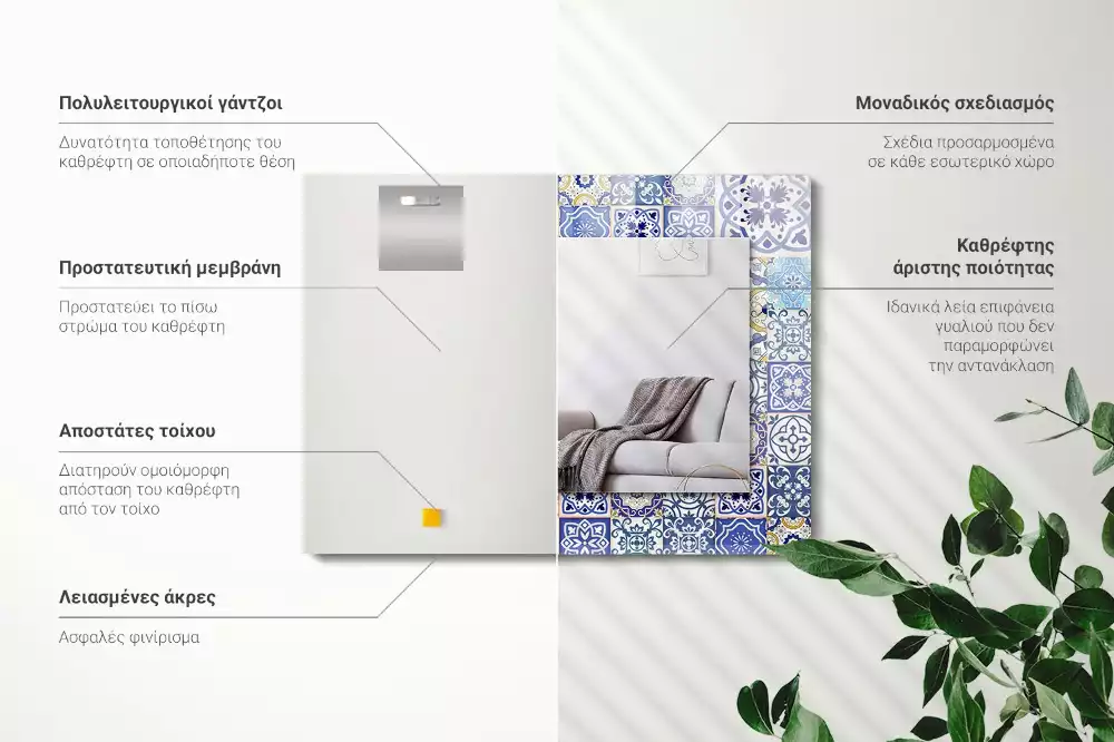 Rechthoekige spiegel met decoratie Kleurrijke mozaïektegels