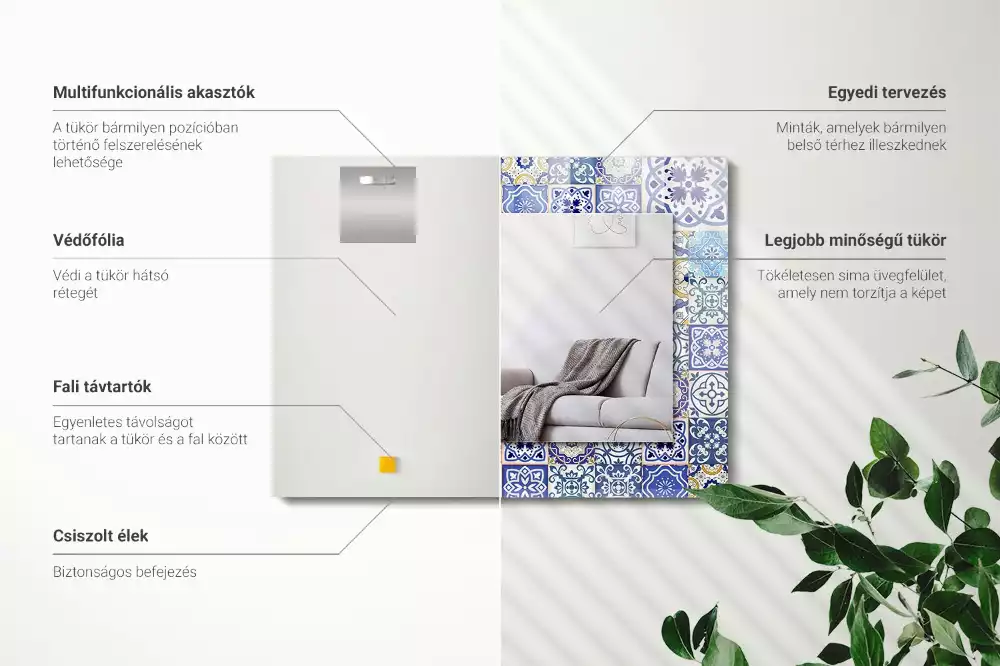 Rechthoekige spiegel met decoratie Kleurrijke mozaïektegels