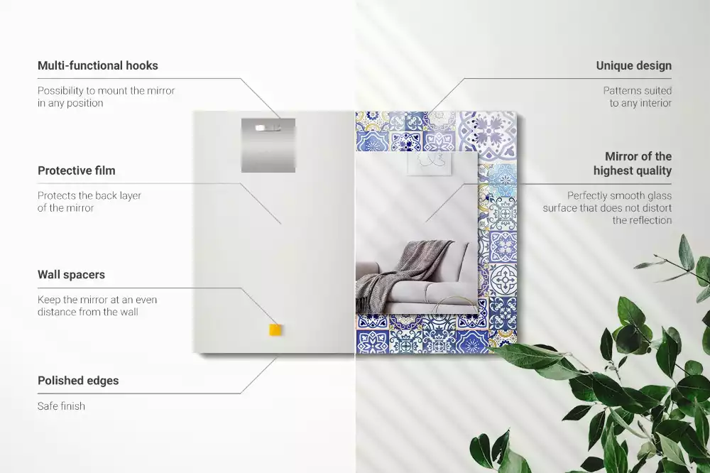 Rechthoekige spiegel met decoratie Kleurrijke mozaïektegels