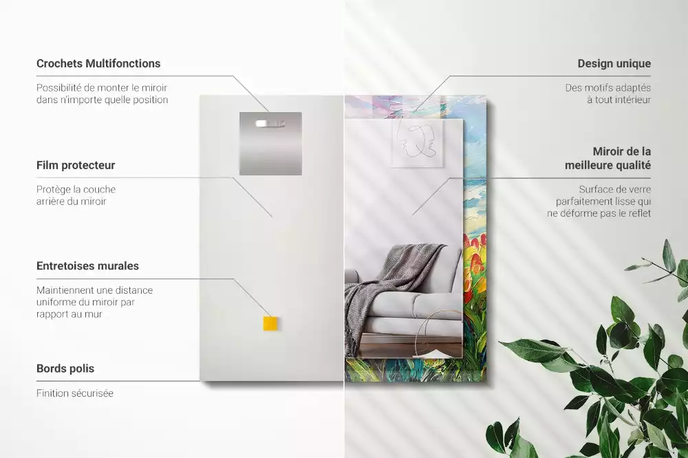 Rechthoekige spiegel lijst met print Tulpenveld