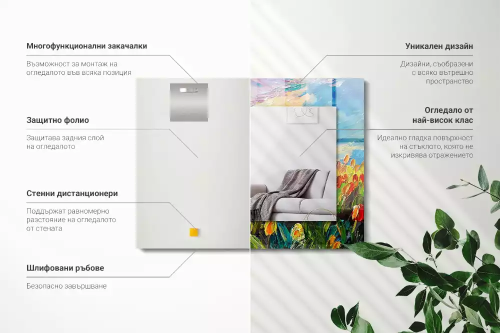 Rechthoekige spiegel lijst met print Tulpenveld