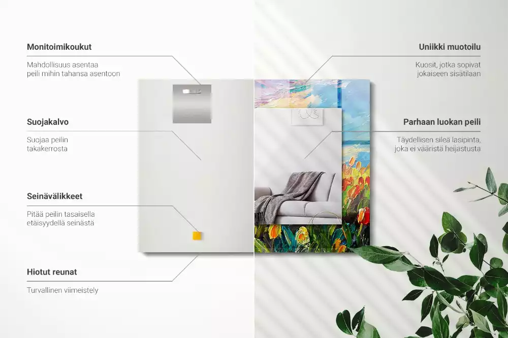 Rechthoekige spiegel lijst met print Tulpenveld