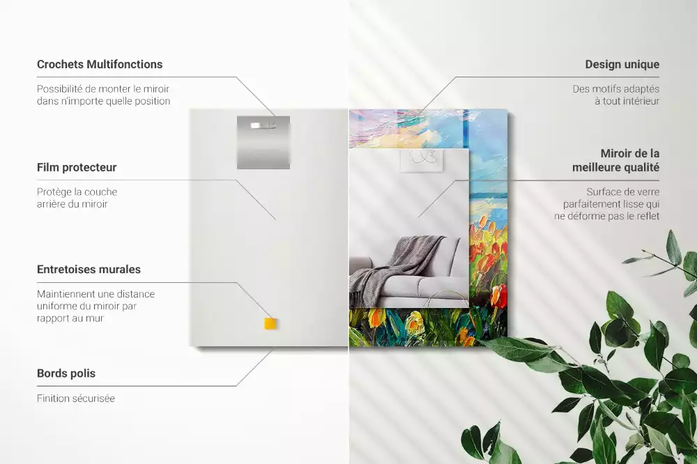 Rechthoekige spiegel lijst met print Tulpenveld