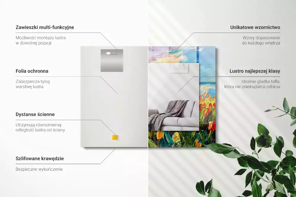 Rechthoekige spiegel lijst met print Tulpenveld