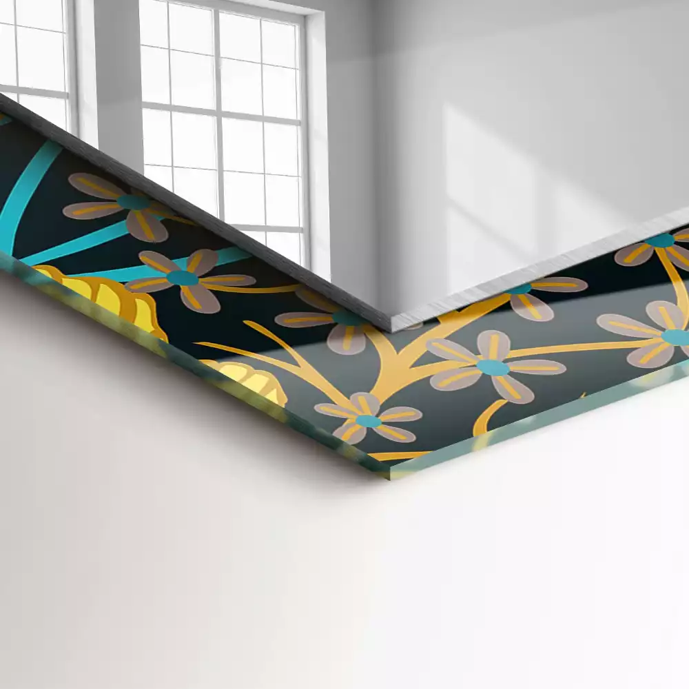 Bedrukte rechthoekige spiegel Bloemenbladeren patronen