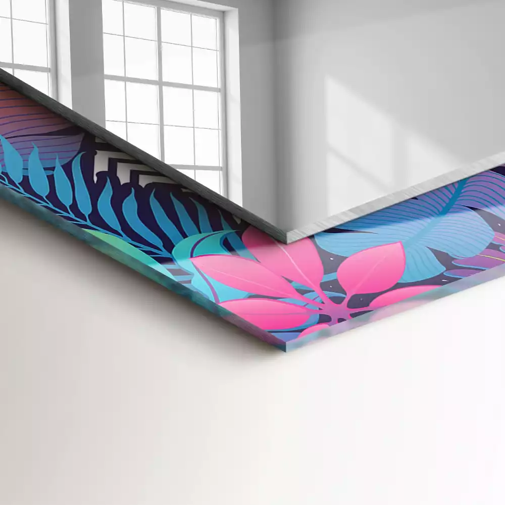 Rechthoekige spiegel met decoratie Kleurrijke tropische bladeren