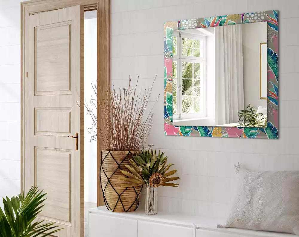 Bedrukte rechthoekige spiegel Bloemen en bladeren