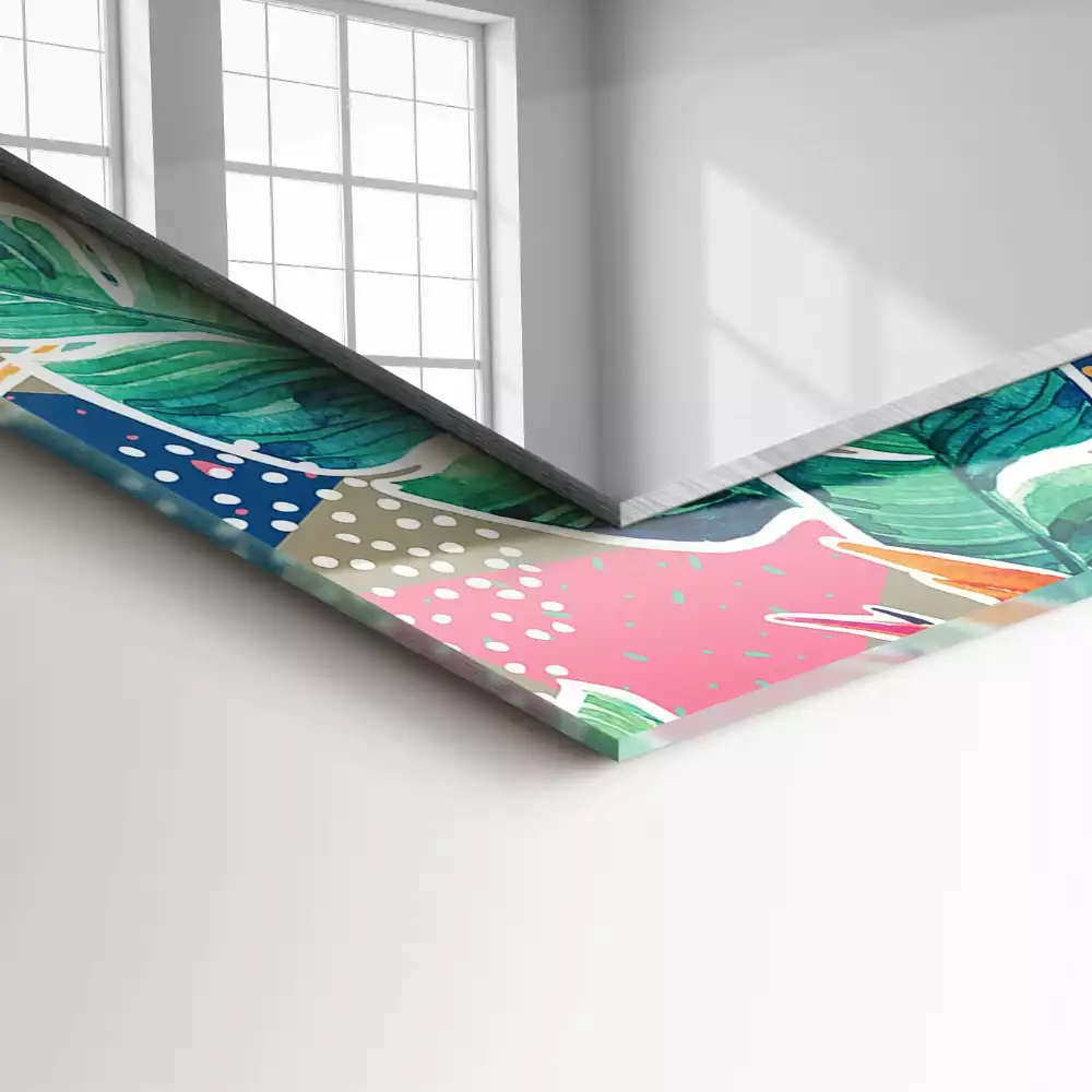 Bedrukte rechthoekige spiegel Bloemen en bladeren