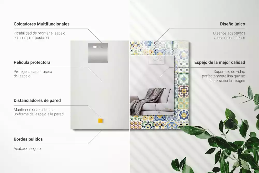 Rechthoekige spiegel met decoratie Kleurrijke tegelpatronen