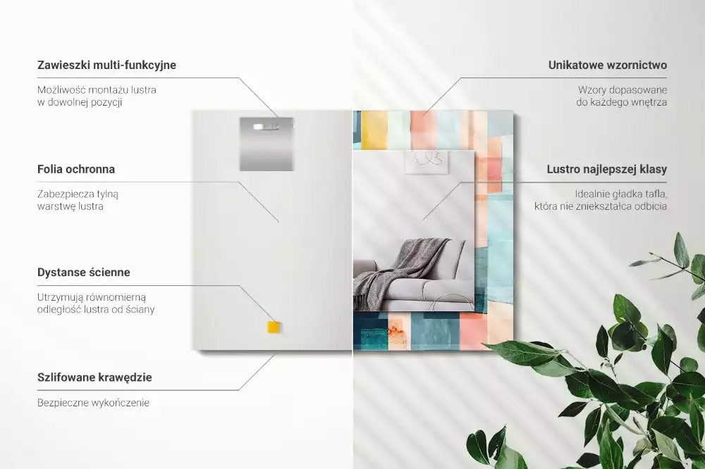 Rechthoekige spiegel lijst met print Kleurrijke abstracte rechthoeken