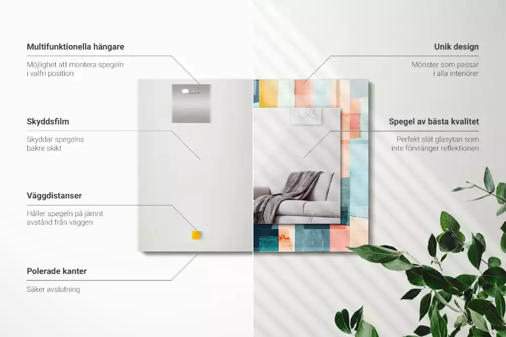 Rechthoekige spiegel lijst met print Kleurrijke abstracte rechthoeken