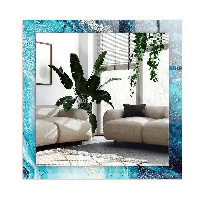 Bedrukte rechthoekige spiegel Abstracte blauwe kunst