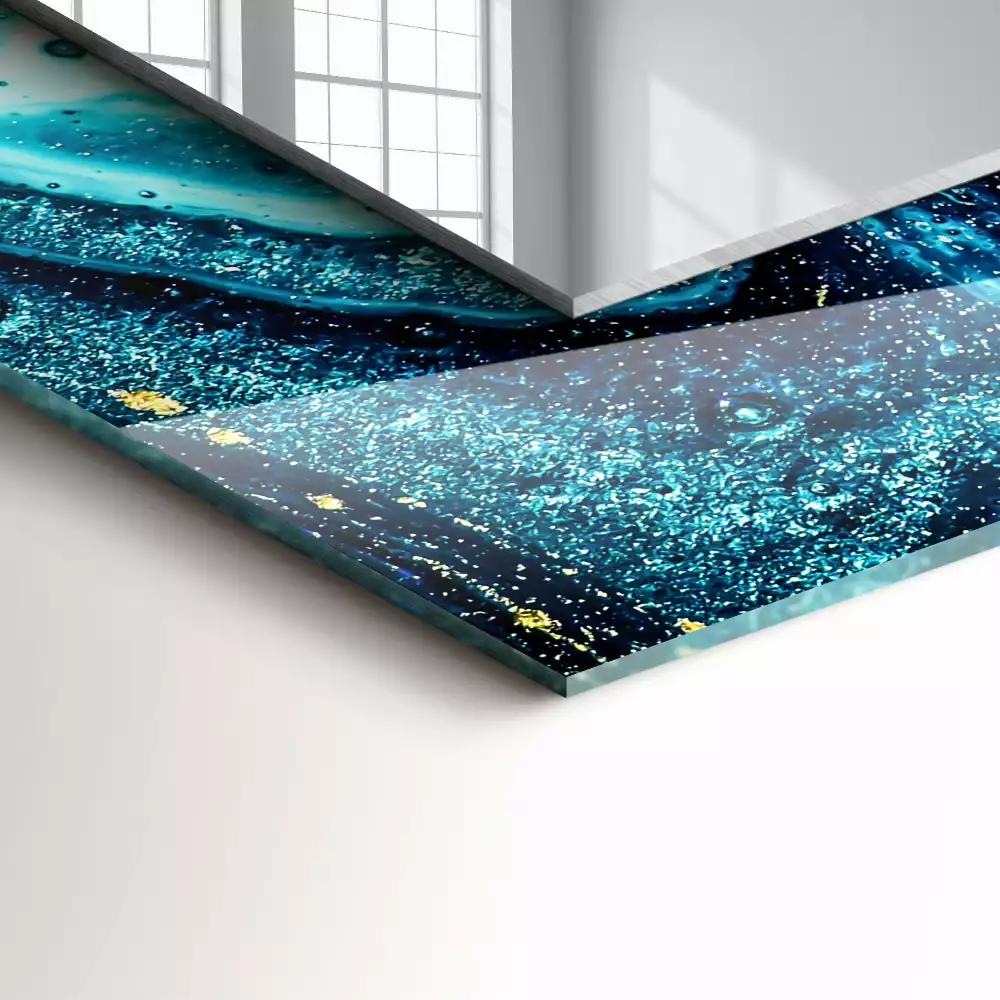 Bedrukte rechthoekige spiegel Abstracte blauwe kunst