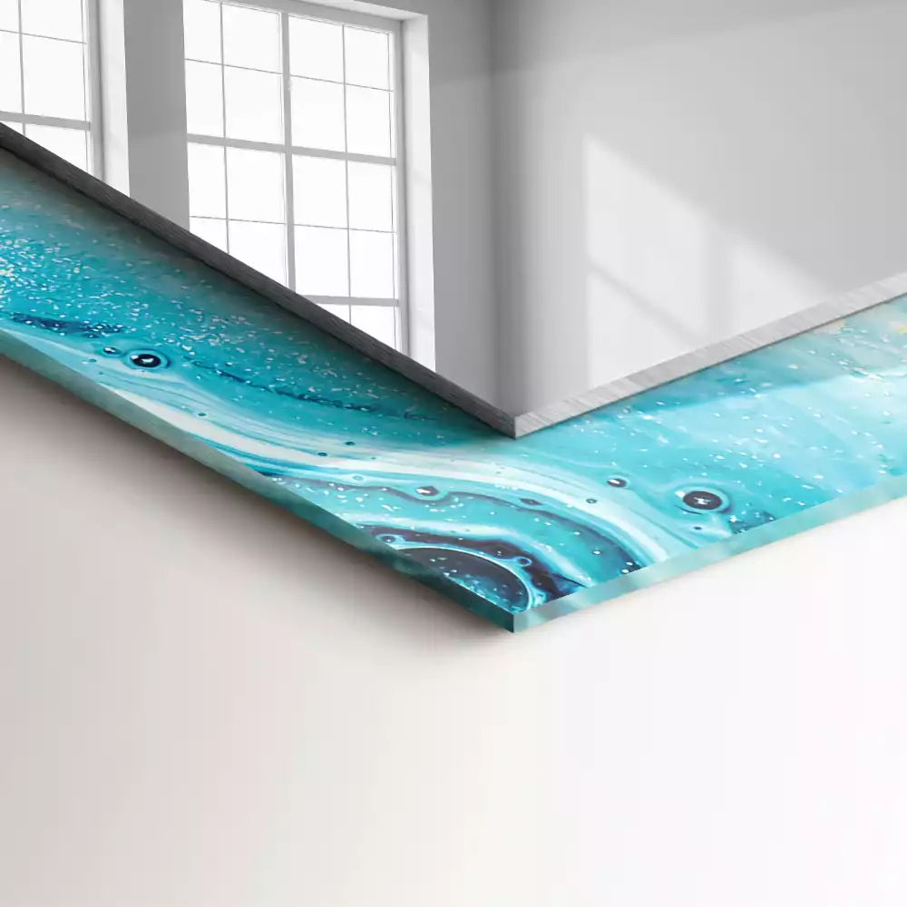 Bedrukte rechthoekige spiegel Abstracte blauwe kunst