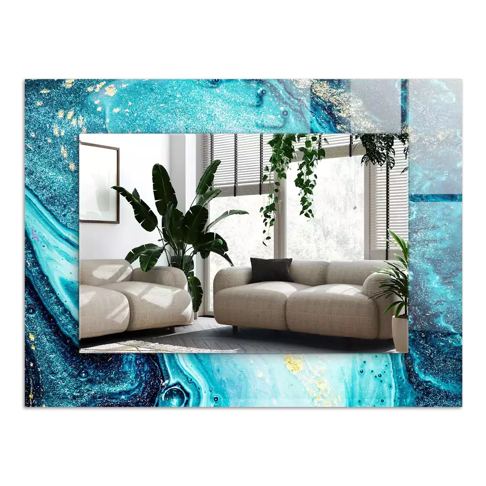 Bedrukte rechthoekige spiegel Abstracte blauwe kunst