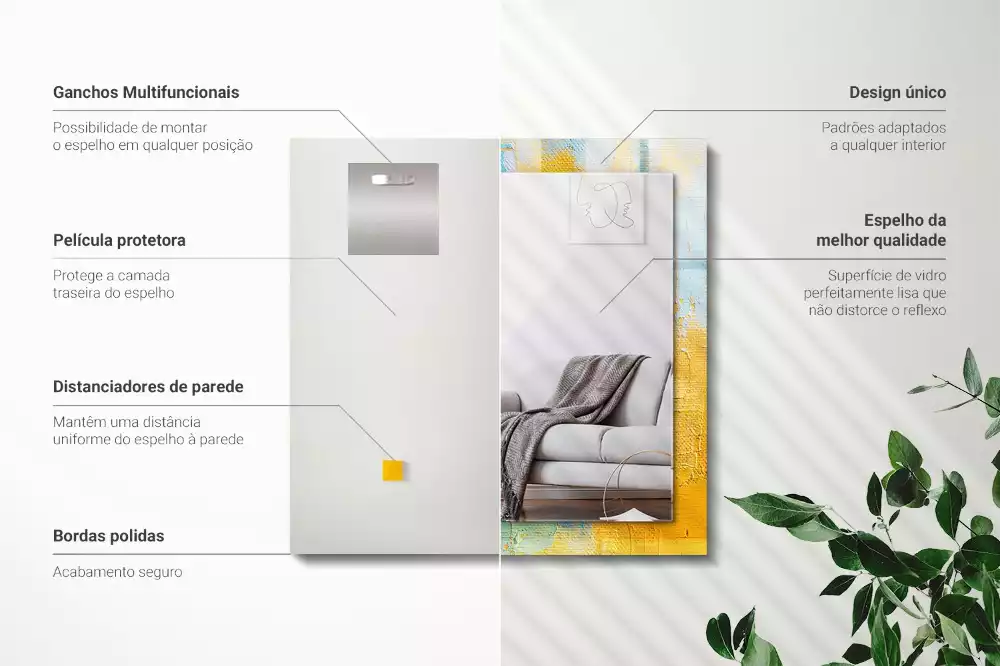 Rechthoekige spiegel met bedrukte lijst Abstract olieverfschilderij