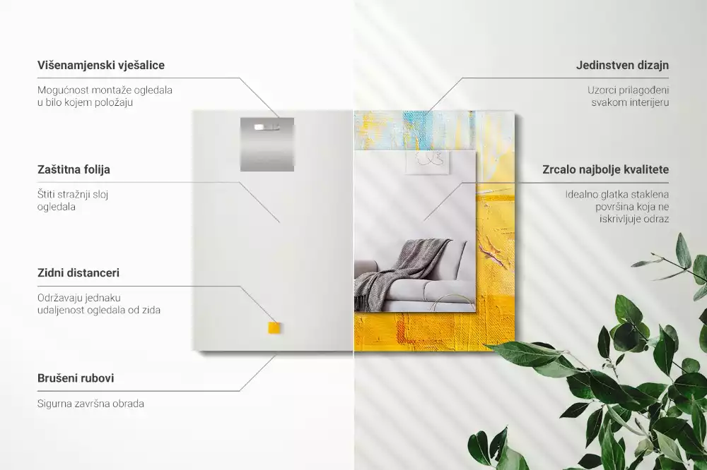 Rechthoekige spiegel met bedrukte lijst Abstract olieverfschilderij