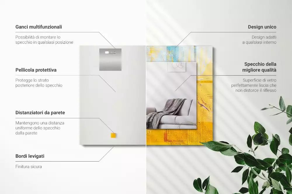 Rechthoekige spiegel met bedrukte lijst Abstract olieverfschilderij