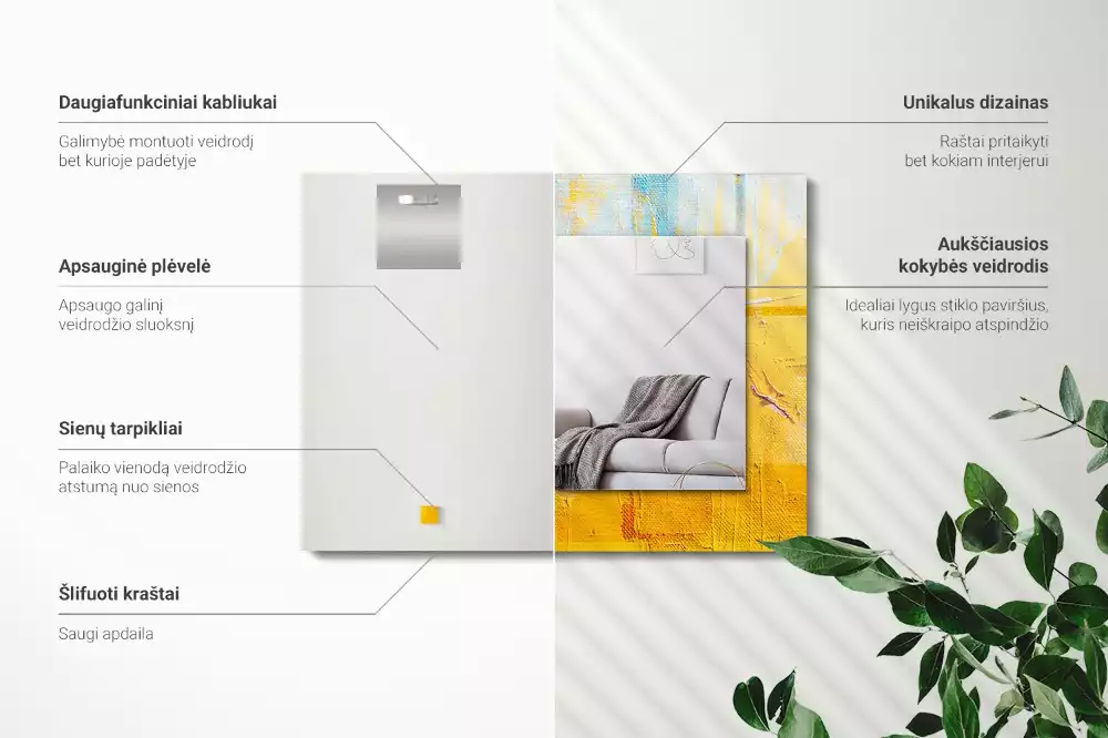 Rechthoekige spiegel met bedrukte lijst Abstract olieverfschilderij