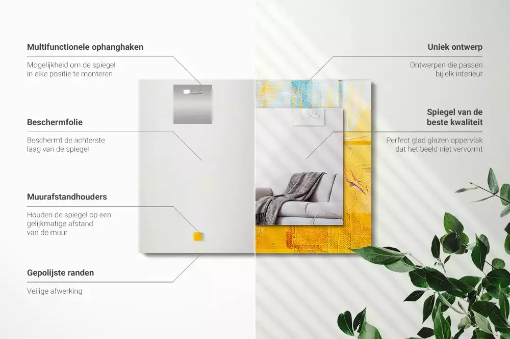 Rechthoekige spiegel met bedrukte lijst Abstract olieverfschilderij