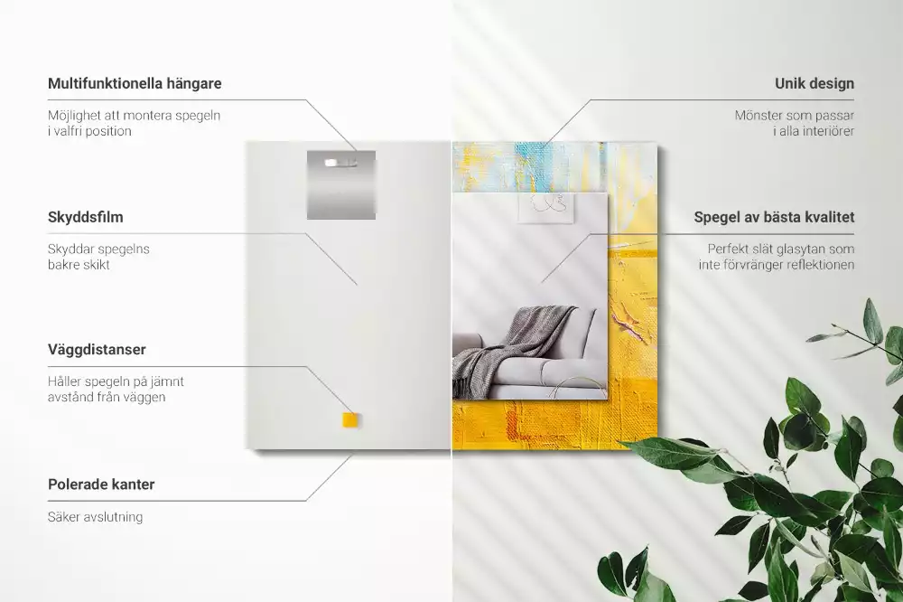 Rechthoekige spiegel met bedrukte lijst Abstract olieverfschilderij