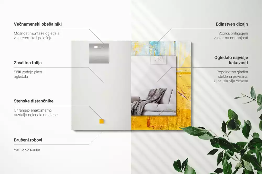 Rechthoekige spiegel met bedrukte lijst Abstract olieverfschilderij