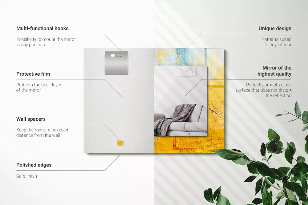 Rechthoekige spiegel met bedrukte lijst Abstract olieverfschilderij