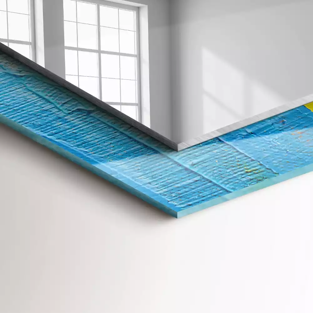 Rechthoekige spiegel met bedrukte lijst Abstract olieverfschilderij