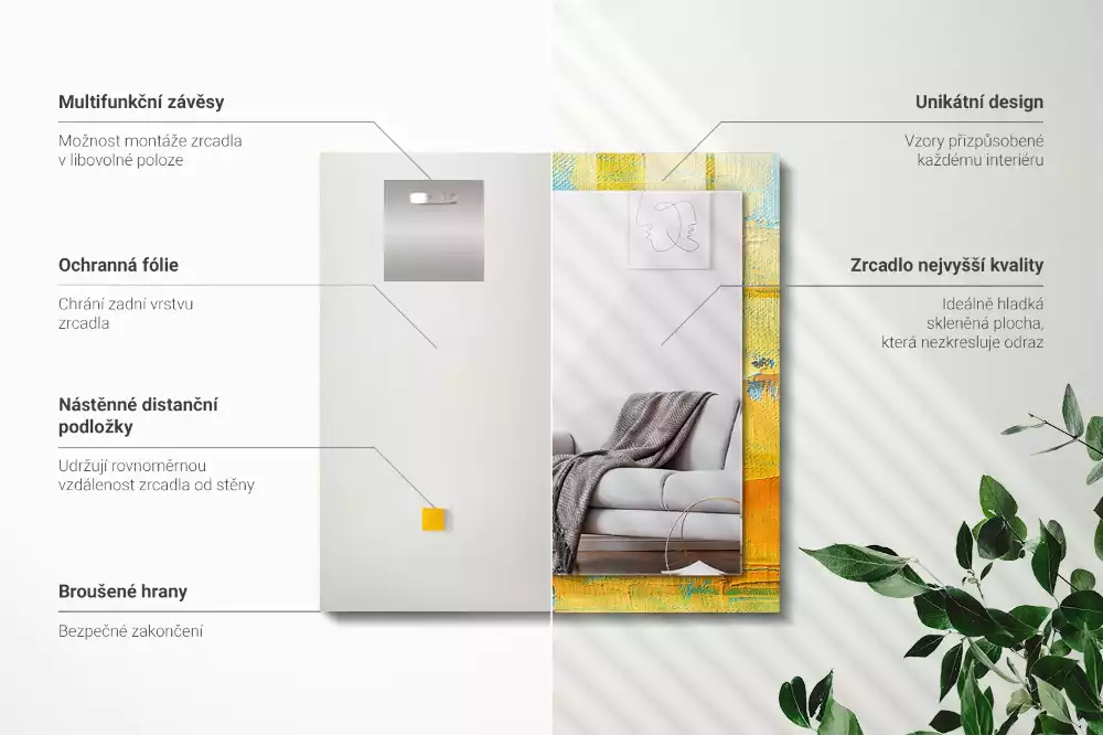 Rechthoekige spiegel met decoratie Abstract olieverfschilderij