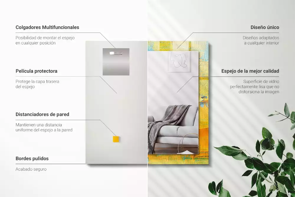 Rechthoekige spiegel met decoratie Abstract olieverfschilderij