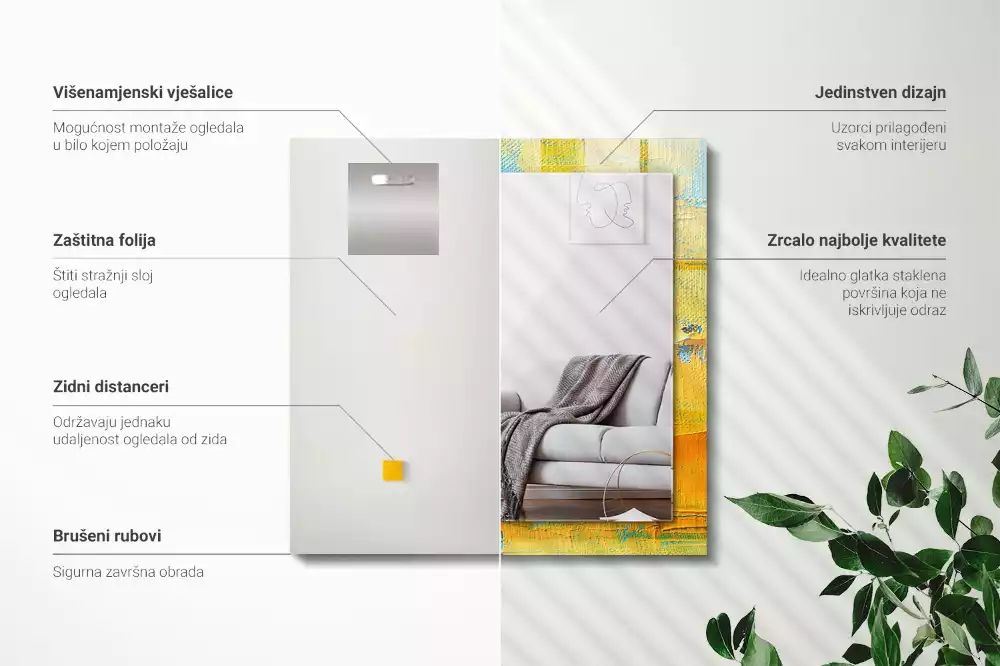 Rechthoekige spiegel met decoratie Abstract olieverfschilderij