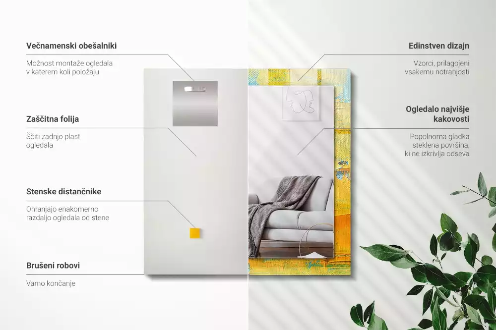 Rechthoekige spiegel met decoratie Abstract olieverfschilderij