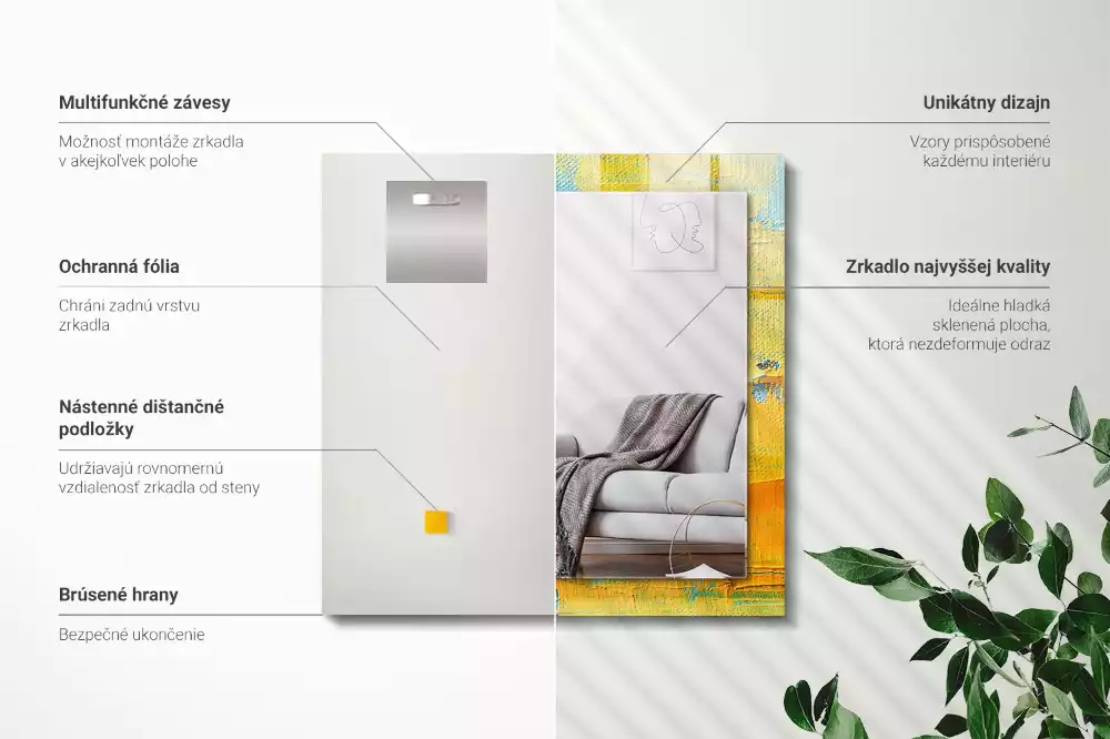 Rechthoekige spiegel met decoratie Abstract olieverfschilderij