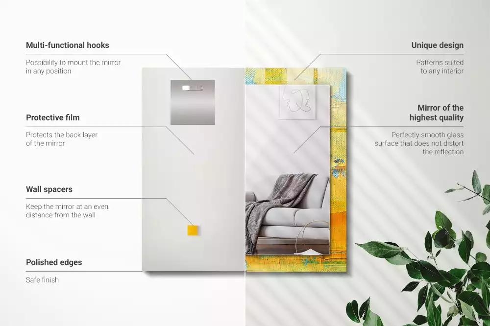 Rechthoekige spiegel met decoratie Abstract olieverfschilderij