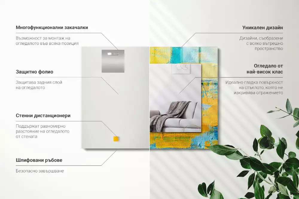 Rechthoekige spiegel met decoratie Abstract olieverfschilderij