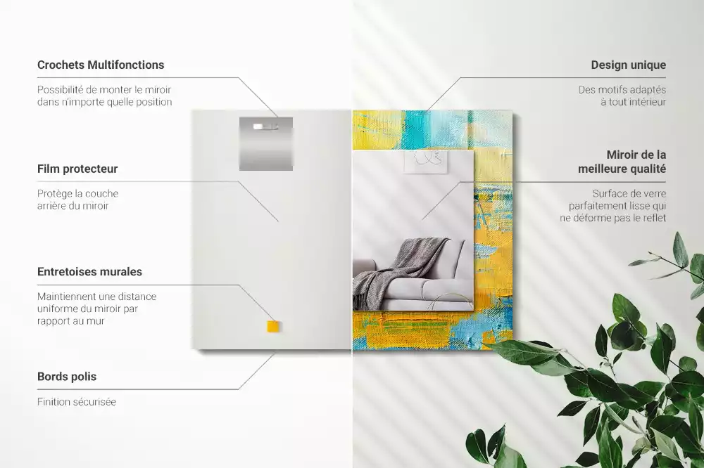 Rechthoekige spiegel met decoratie Abstract olieverfschilderij