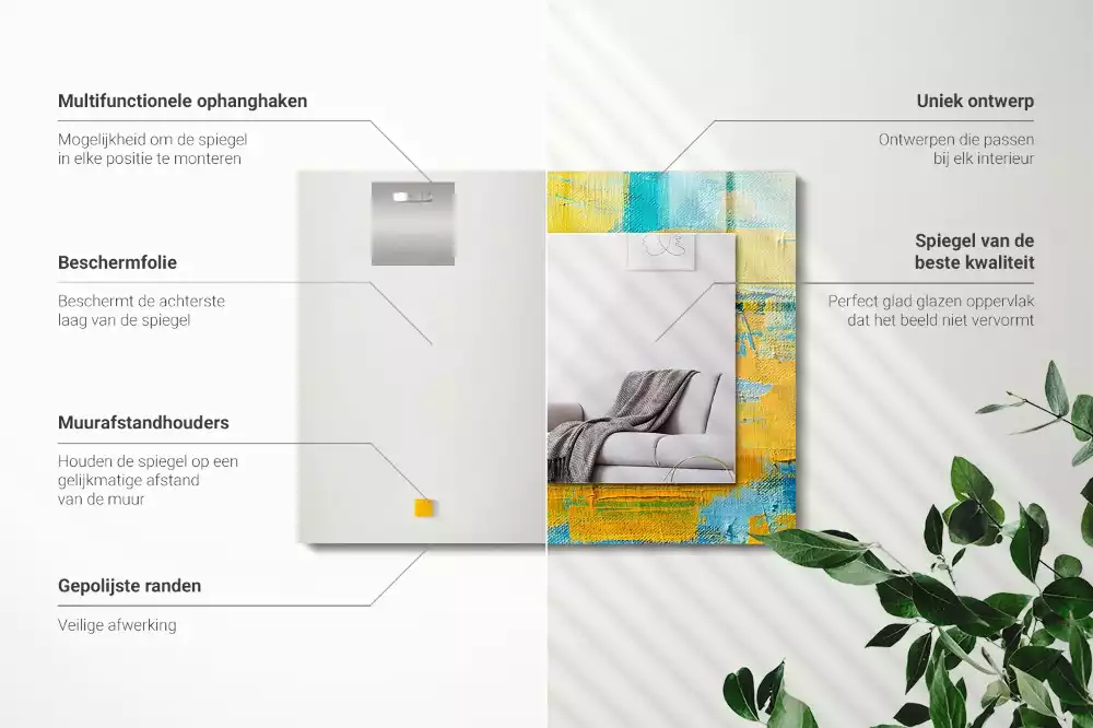 Rechthoekige spiegel met decoratie Abstract olieverfschilderij