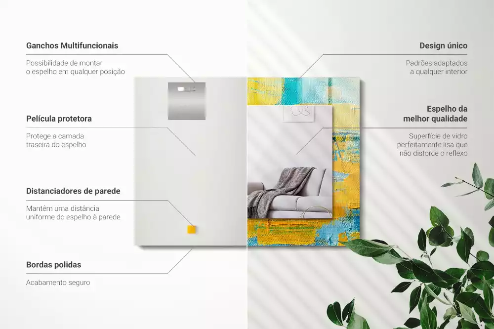 Rechthoekige spiegel met decoratie Abstract olieverfschilderij