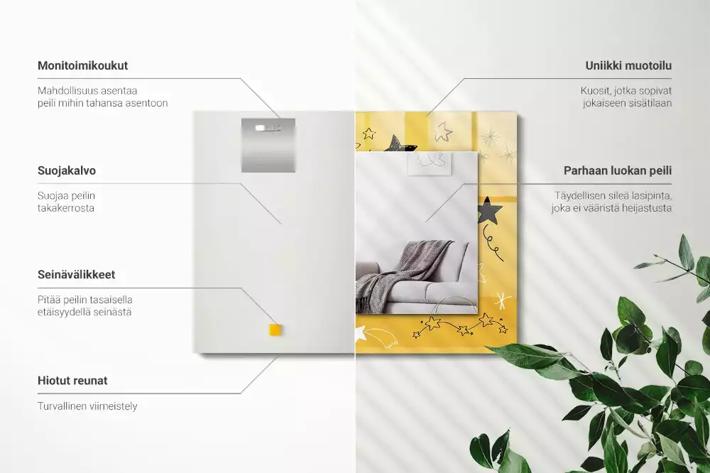 Rechthoekige spiegel lijst met print Tekeningen van verschillende sterren