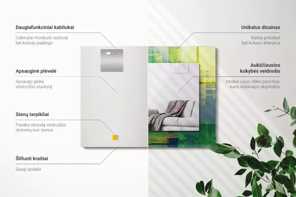 Bedrukte rechthoekige spiegel Abstracte compositie van kleuren